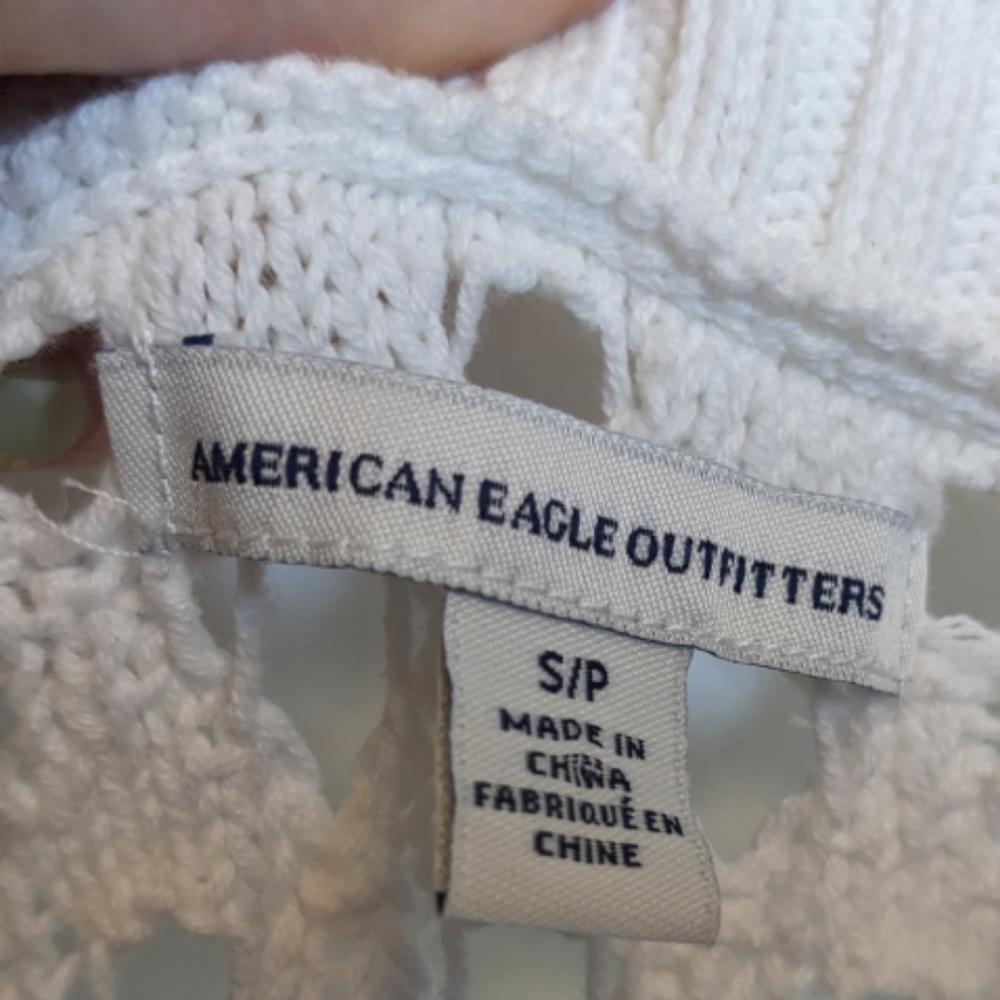 American Eagle White Crochet Knit Sweater S 🤍✨ - Picture 3 of 8